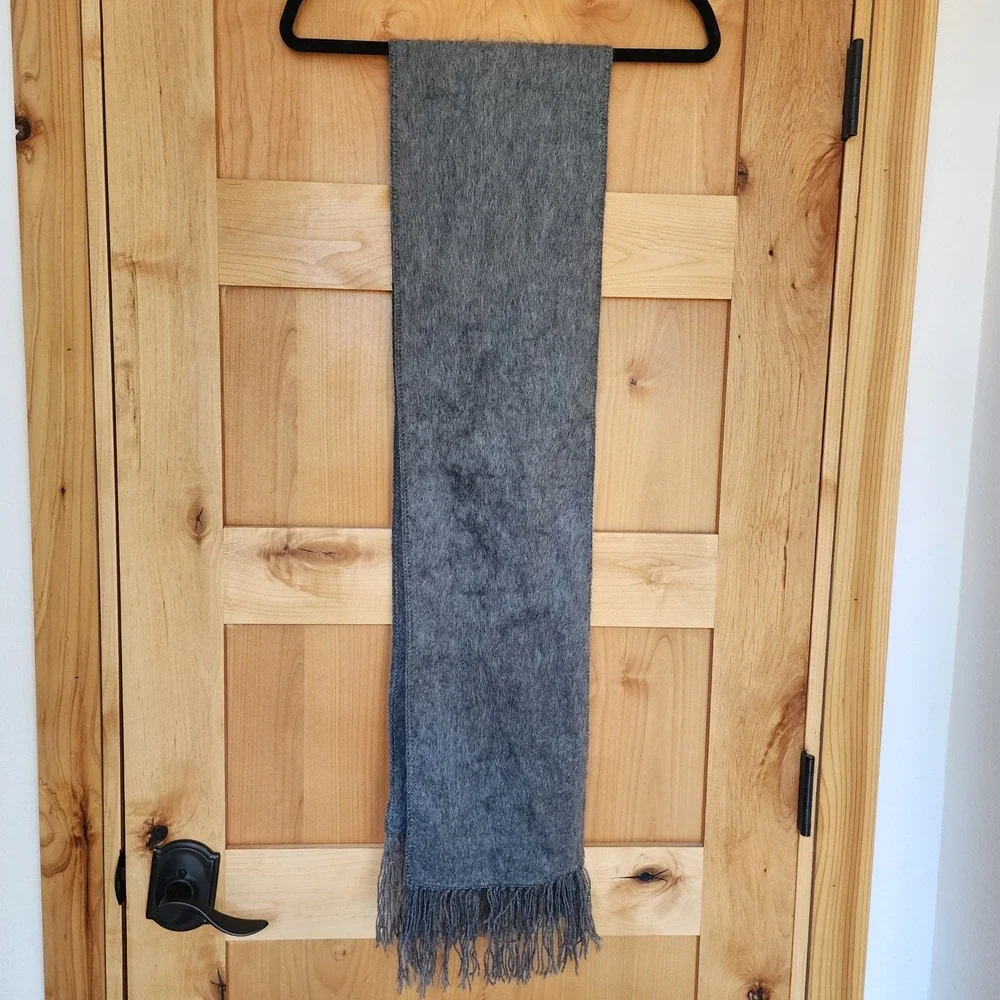 Alpaca Camargo Gray Alpaca Wool Fringed Winter Scarf Classic Made in Peru Warm